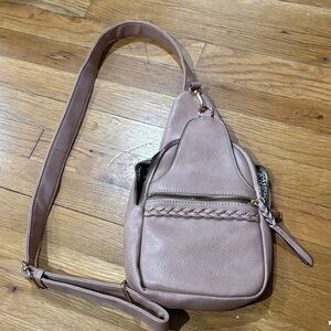 Sling Crossbody Bag faux leather Dusty Rose - Casual Women's Shoulder Bag